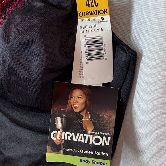 Curvation Body Shaper Lingerie Queen Latifah Shapewear Black Red 42C - Picture 5 of 10